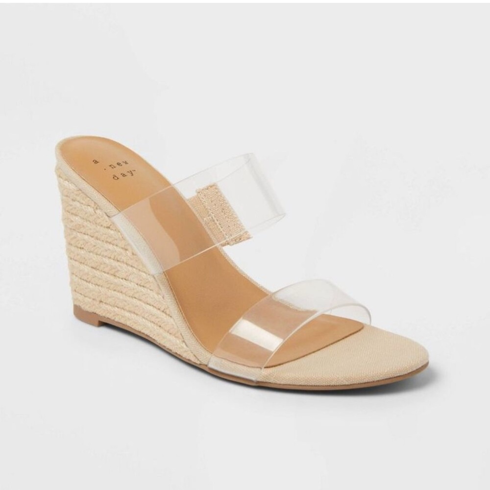 A New Day Women's Tan and Clear Wedge Sandals